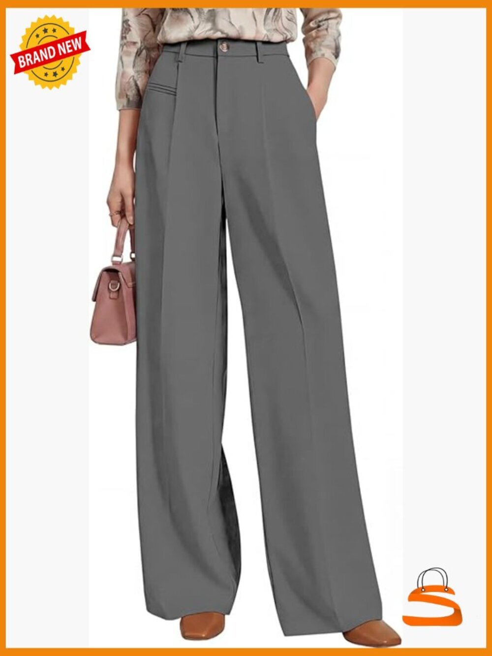 Wide Leg High Waisted Dress Pants Business Casual Slacks